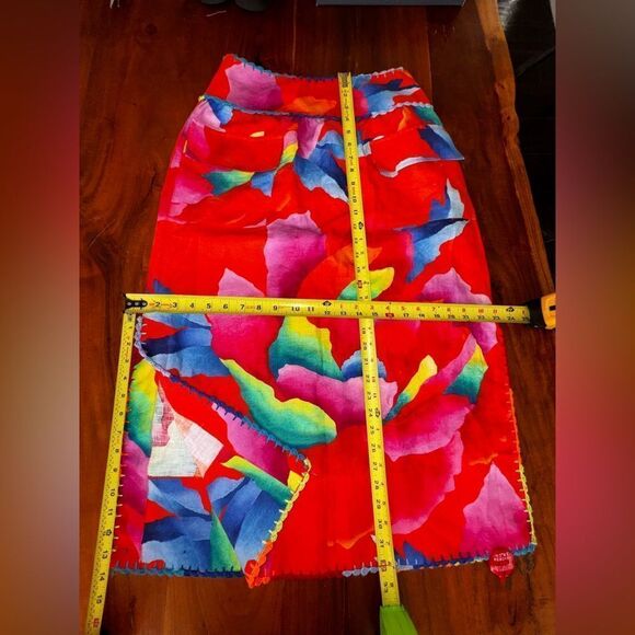 Farm Rio Hombre Chita floral linen midi Aline skirt w/crocheted details sz S NWT - Picture 10 of 14